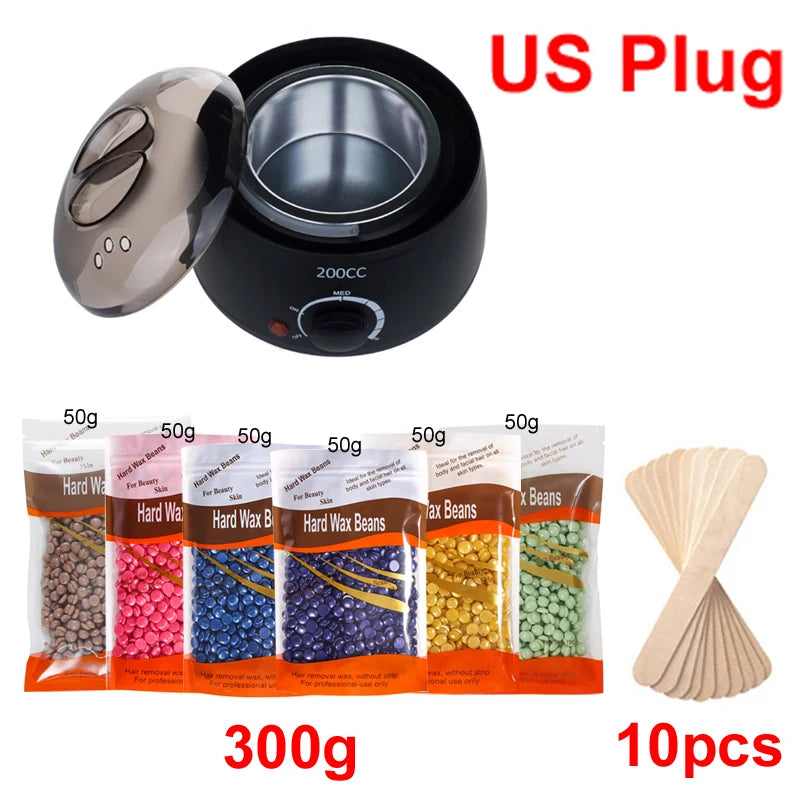 Portable Hair Removal Wax Melting Machine Kit & Wax Beans Wax Hair Removal Kit Zpaxo 035-B-US-300g