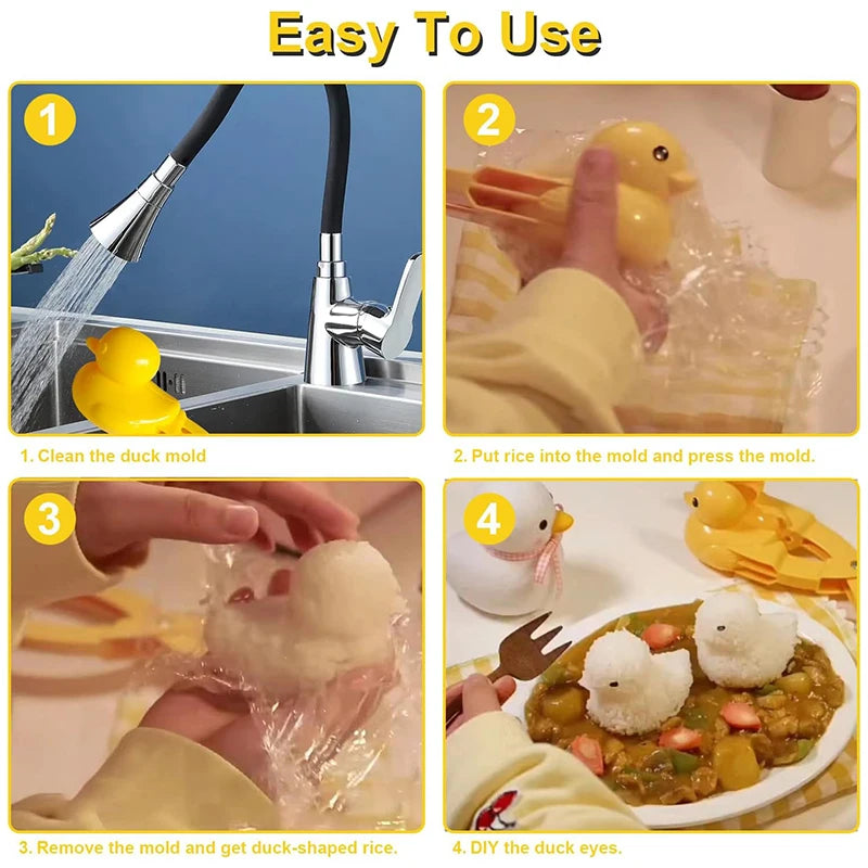 DIY Snowball Maker Sushi Mold With Handle Cute Duck Shaped Rice Mold Maker Clip Children Outdoor Plastic Duck Rice Mold Zpaxo