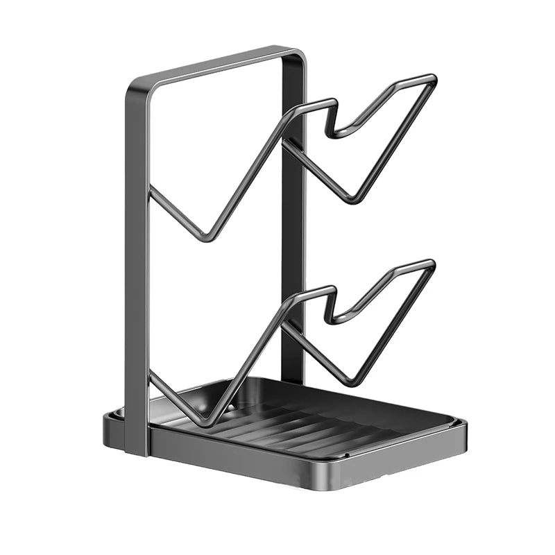 Kitchen Pot Lid Storage Rack, Multifunctional Stainless Steel Pot And Pan Organizer With Removable Drip Tray Zpaxo B