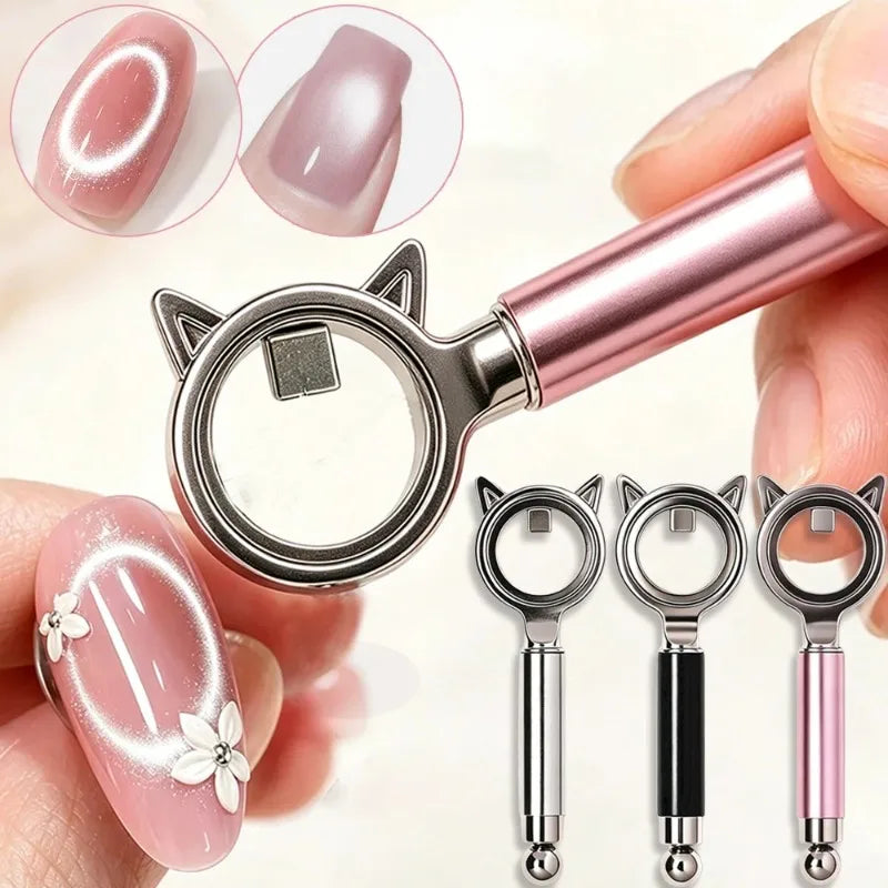 Double Head Cat Eye Nail Magnet Ear Hollow Strong Ring Magnetic Tool