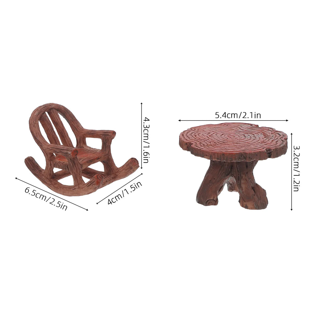 Miniature Garden Furniture Resin Rocking Chair Table Fairy Succulent