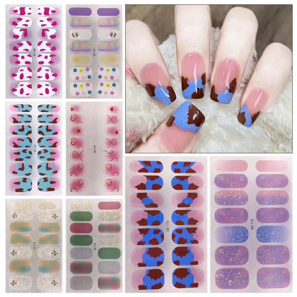 Baking Free Fashionable Nail Art Stickers Collection Manicure DIY Nail Polish Strips Wraps for Party Decor Zpaxo