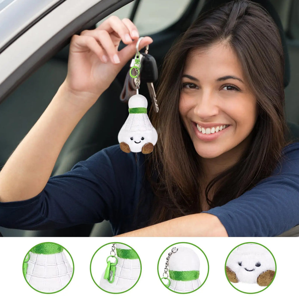 Cute Plush Keychain Cute Badminton Plush Stuffed Keychain Novelty Small Key Chain Soft Cartoon Bag Charm For Backpack Wallet Zpaxo