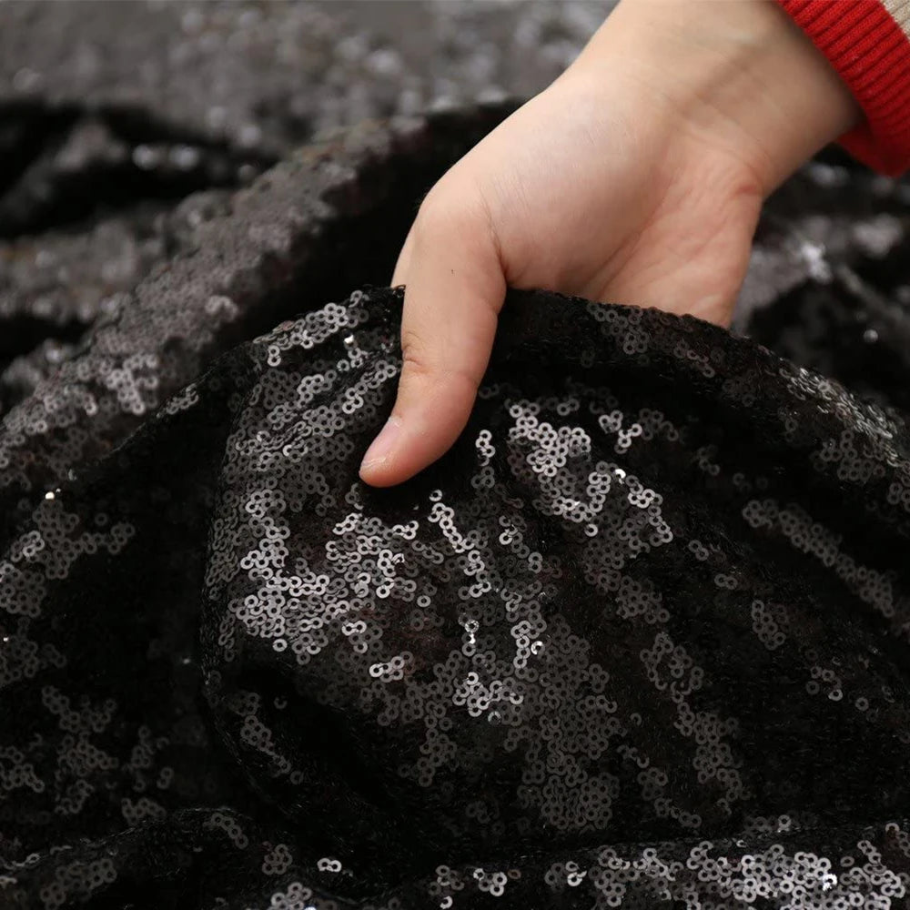 Sequin Tablecloth 50x50 Inch Shiny Square Table Overlays for Wedding Banquet Birthday Party Decor Black Red Zpaxo