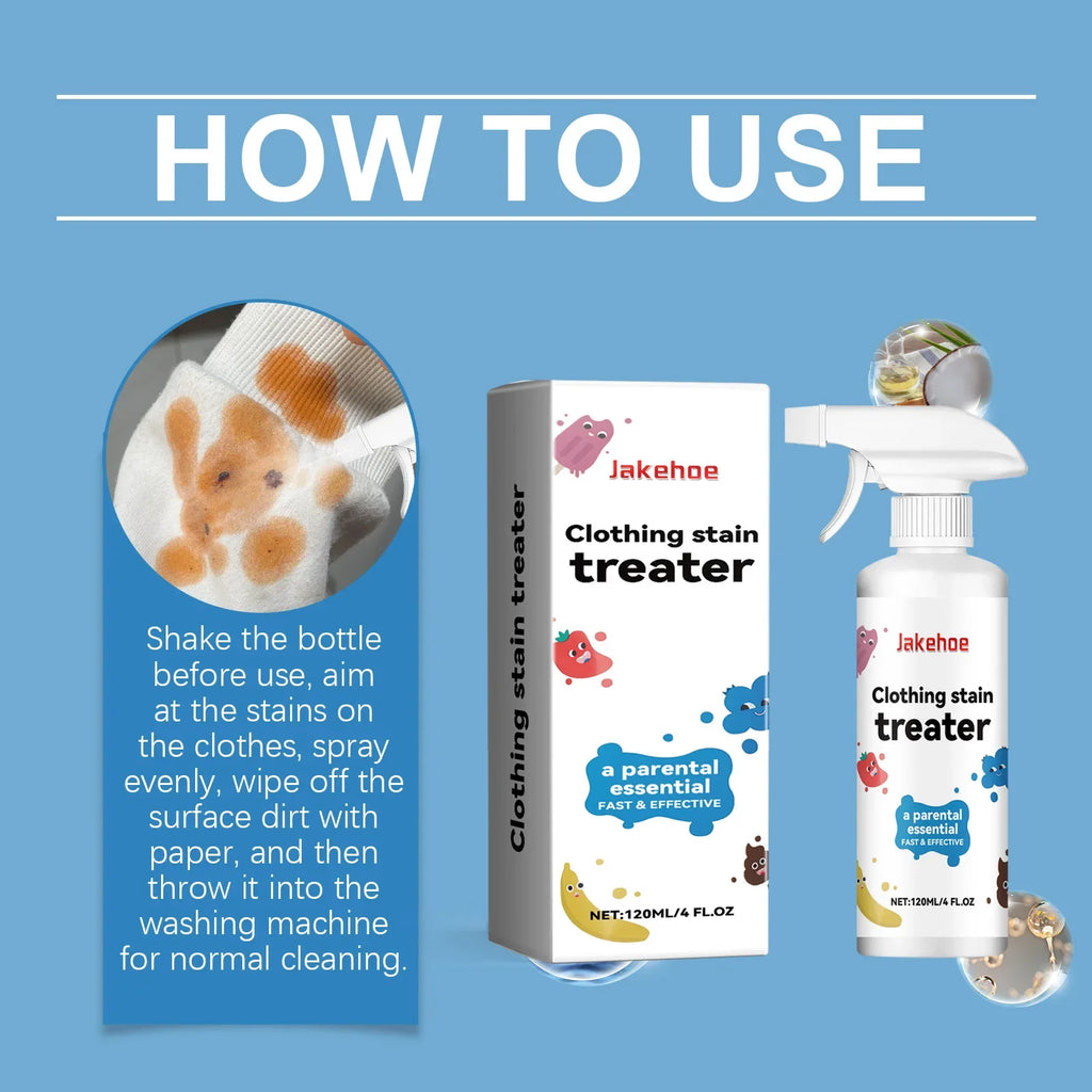 120ml/bottle Clothes Decontamination Spray Stain Treater Spray Stain Remover For Fabric Portable Stain Treater Spray Zpaxo