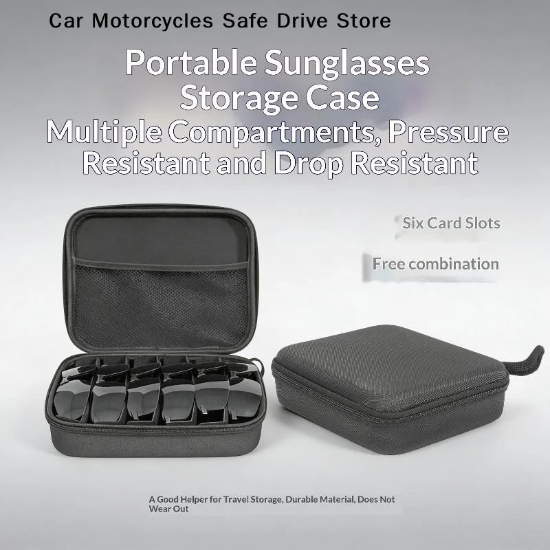 CM4 5 6 7 8 Compartments Adjustable Glasses Organizer Portable Black