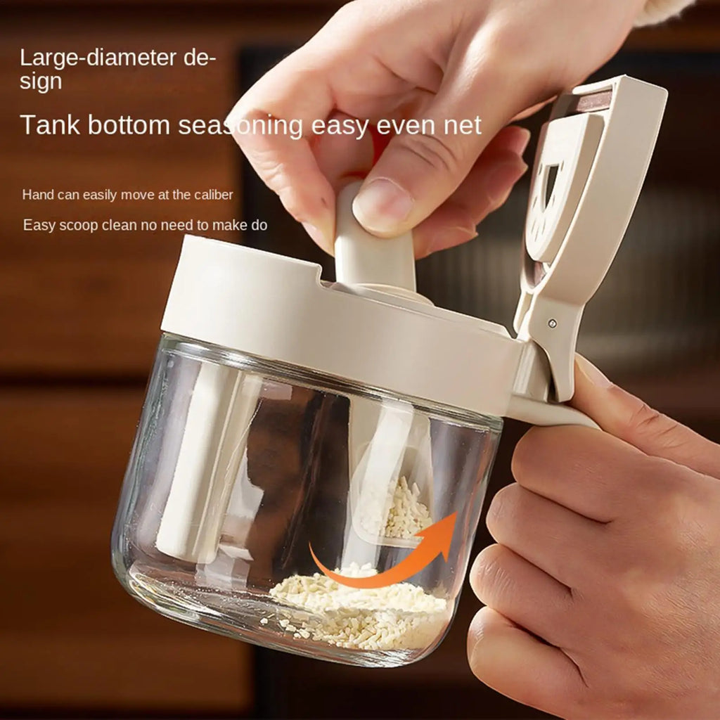 Glass Seasoning Jar Spoon Airtight Leakproof Condiment Container