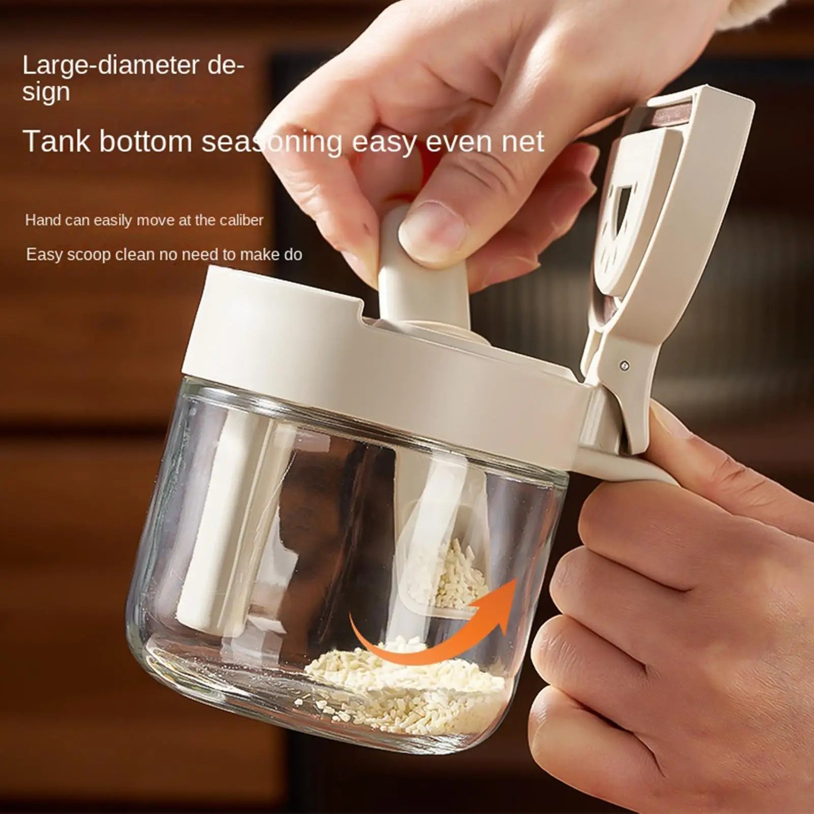 Glass Seasoning Jar Spoon Airtight Leakproof Condiment Container