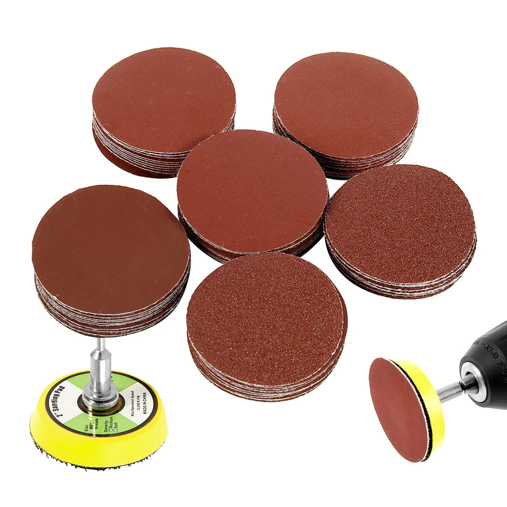 60pcs 2 In Polishing Pad Alumina Sanding 100-2000 Grit Drill Grinder Rotary Tools Accessories Sanding Paper Disc Pads Quick Chan Zpaxo 60pcs