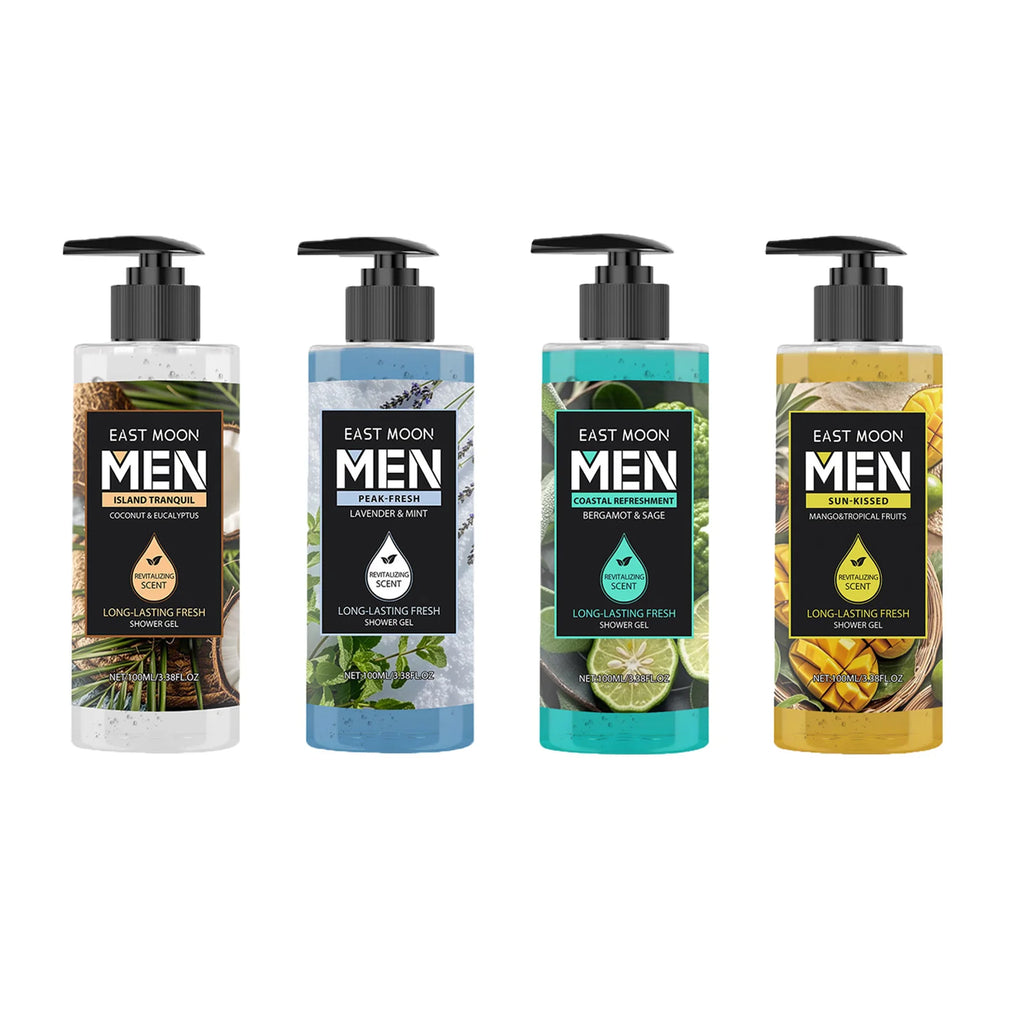 EAST MOON Shower Gel Gift Set – 4 Scents, Deep Cleansing 100ml Shower Gel Gift Set Zpaxo 4 IN 1 Moisturizing