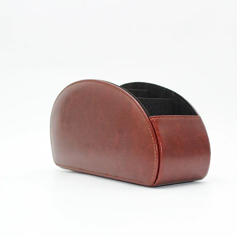 5 Grid Pu Leather Organizer Remote Control Phone And Tv Holder Desk Storage Box Cosmetics Brush Zpaxo brown