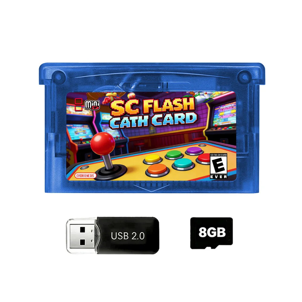 New 5000 in 1 SCFW V2.0 Mini SC Flash Card with 8G TF Card & Adapter for GBA GBC GB NES NDS Game Card Game Console Accessories Zpaxo Blue With 8G