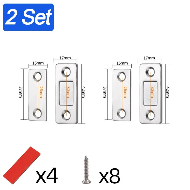 20/1Set Self Adhesive Magnetic Cabinet Catches Invisible Magnets Door Stopper Patch Furniture Drawer Window Door Closer Latch Zpaxo 2 Set-Silver