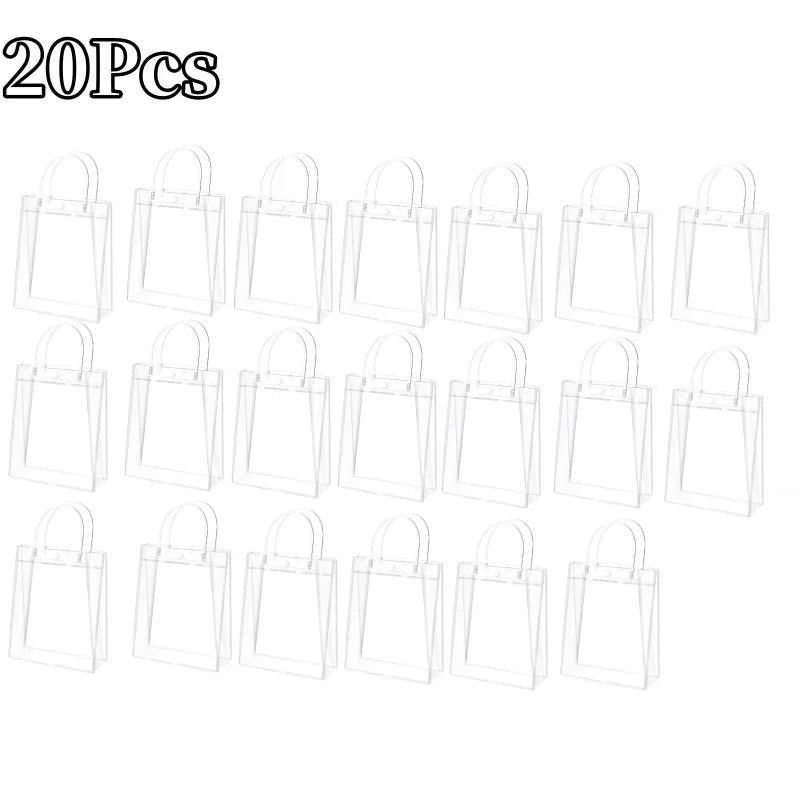 Clear PVC Bags Handles Reusable Plastic Wrap Tote Transparent