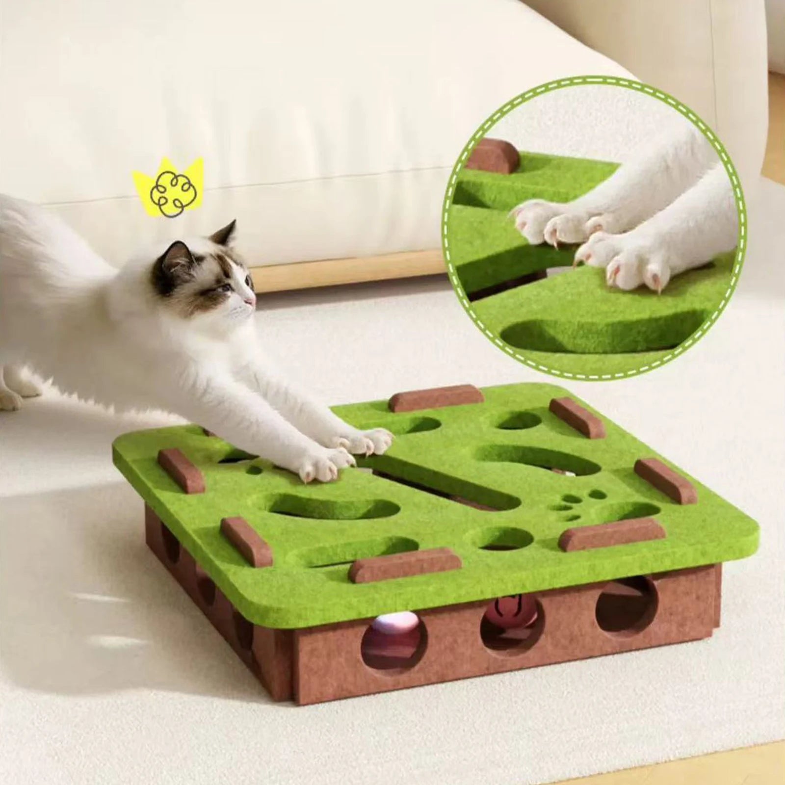 Cat Scratch Puzzle Enrichment Box 3 Bell Balls Kitten Nail File