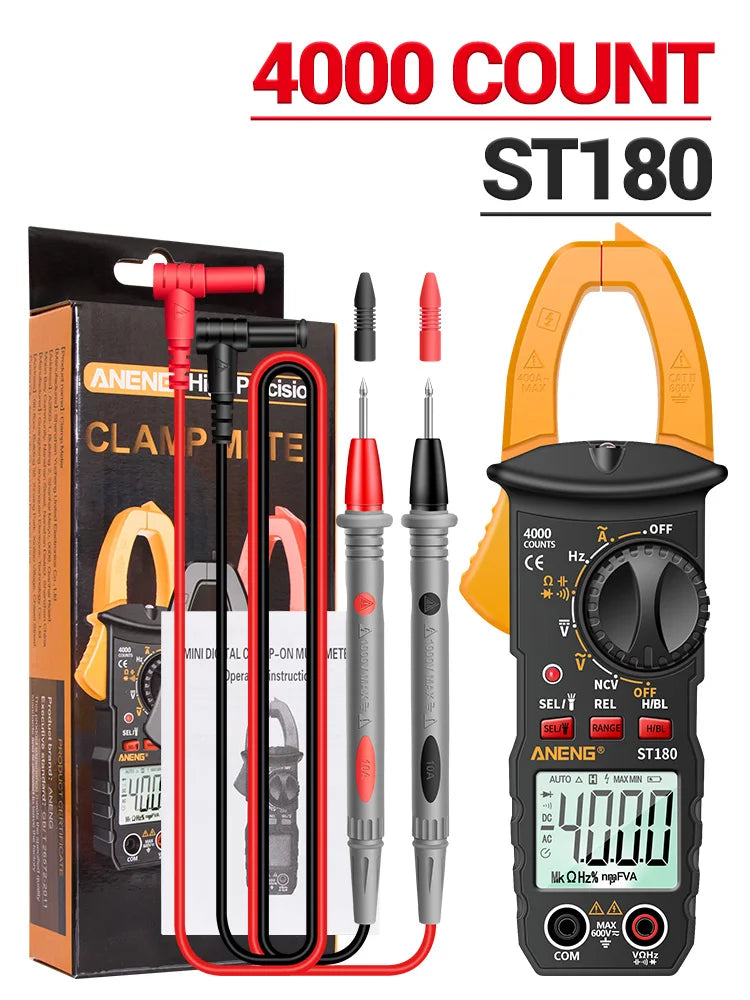 ANENG ST180 Mini Clamp Tester NCV Diode Test Tool Multimeter 4000