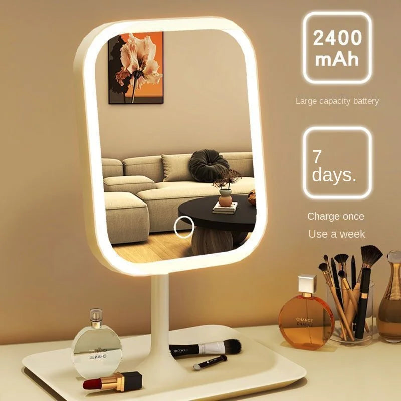 Niche Modern Desktop Vanity Mirror 3 Color Light LED Makeup Mirror Touching Mirror Women Bedroom Dressing Mirror Zpaxo