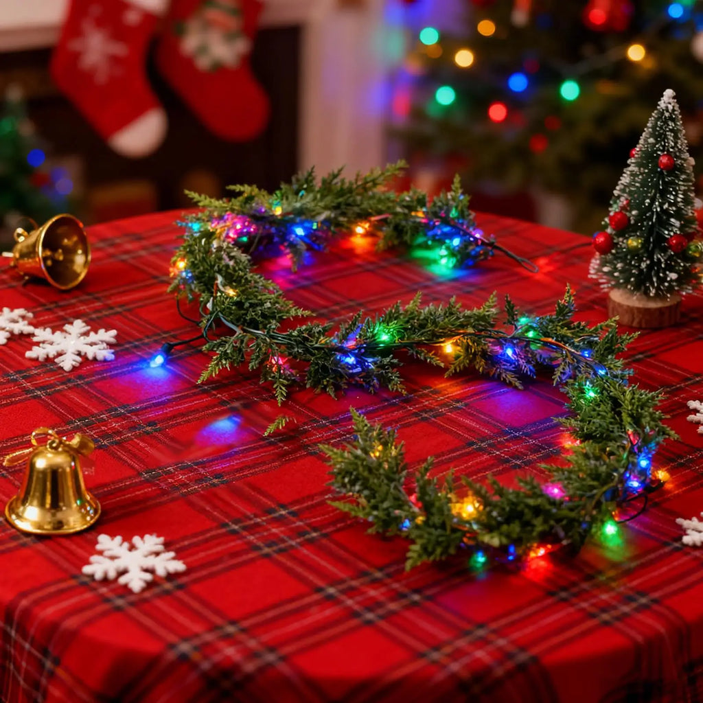 Christmas Garland Mantle Artificial Remote Green Cedar Decorations