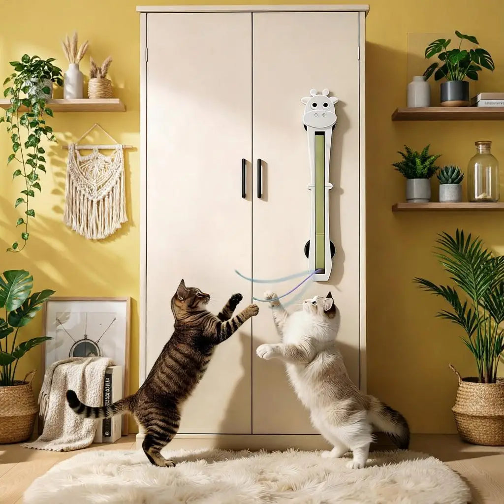 Automatic Cat Teaser Wall Mount Interactive Moving Toy Electric Pet