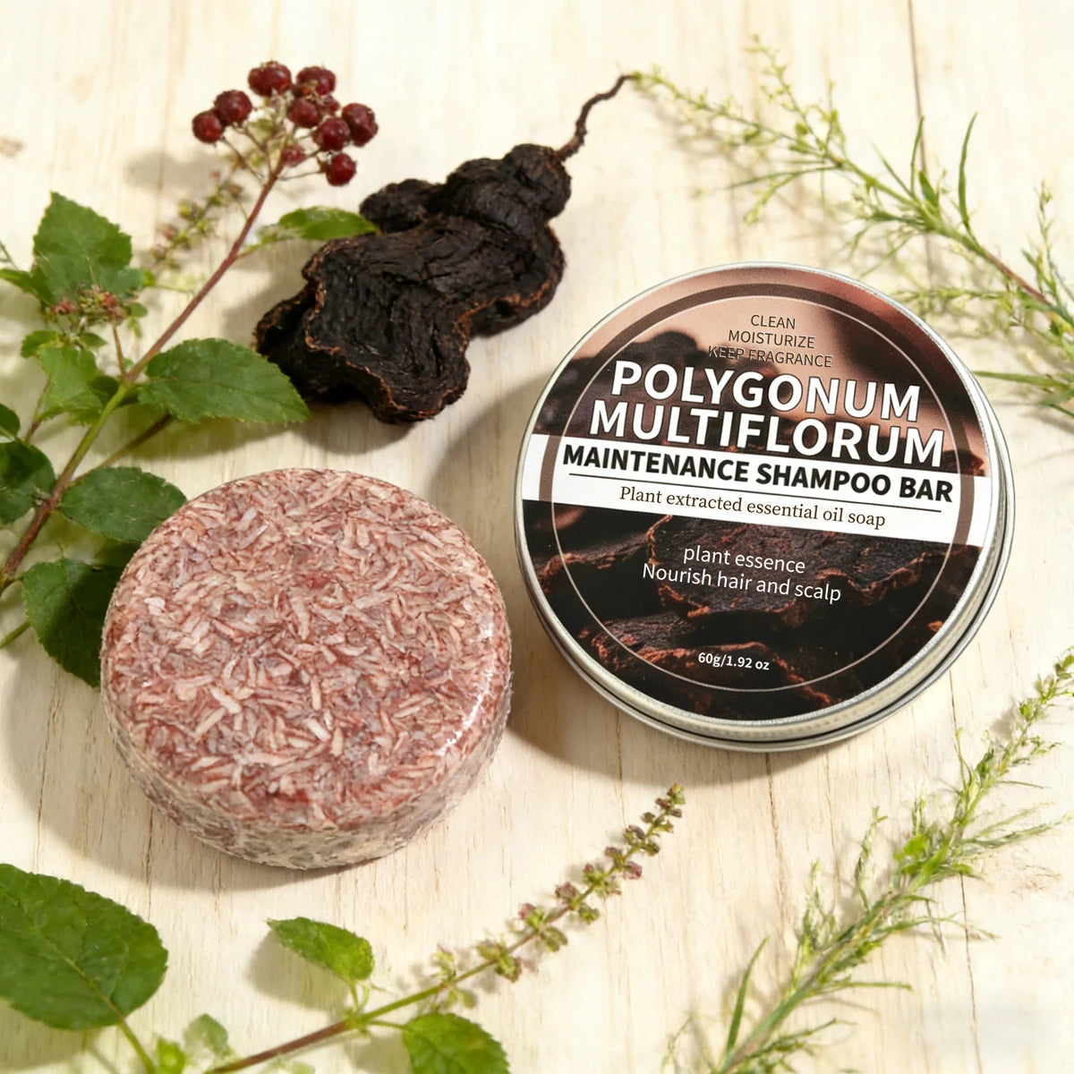 Polygonum Multiflorum Herbal Shampoo Soap Bar – Deep Cleanse Herbal Shampoo Bar Zpaxo 60g