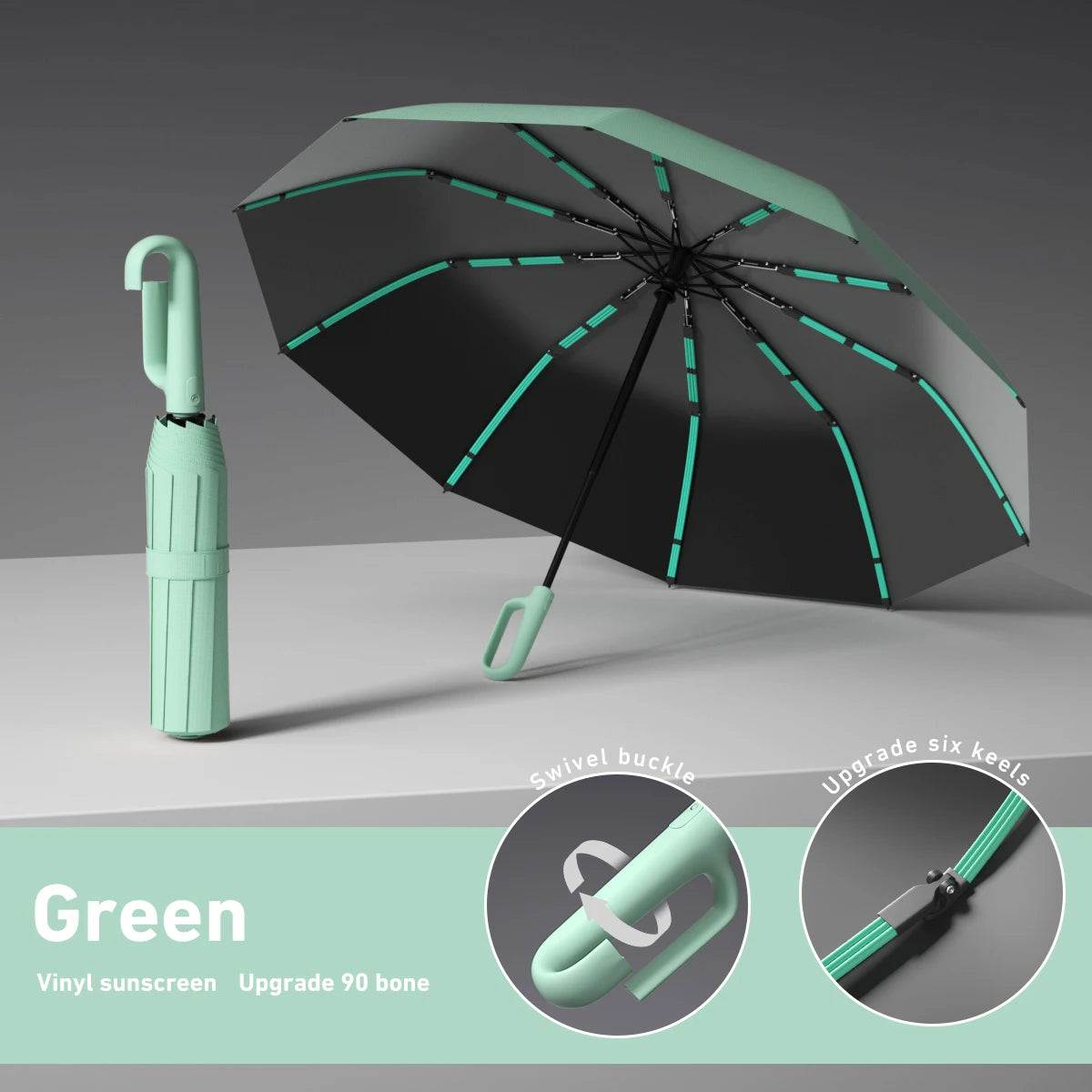 Strong Windproof Automatic Umbrella 72 Bones Sunshade Uv Protection Folding Men's Umbrella Buckle Rain Large Parasol for Women Zpaxo 33Lvxianxzhei 10K metal-fiber composite
