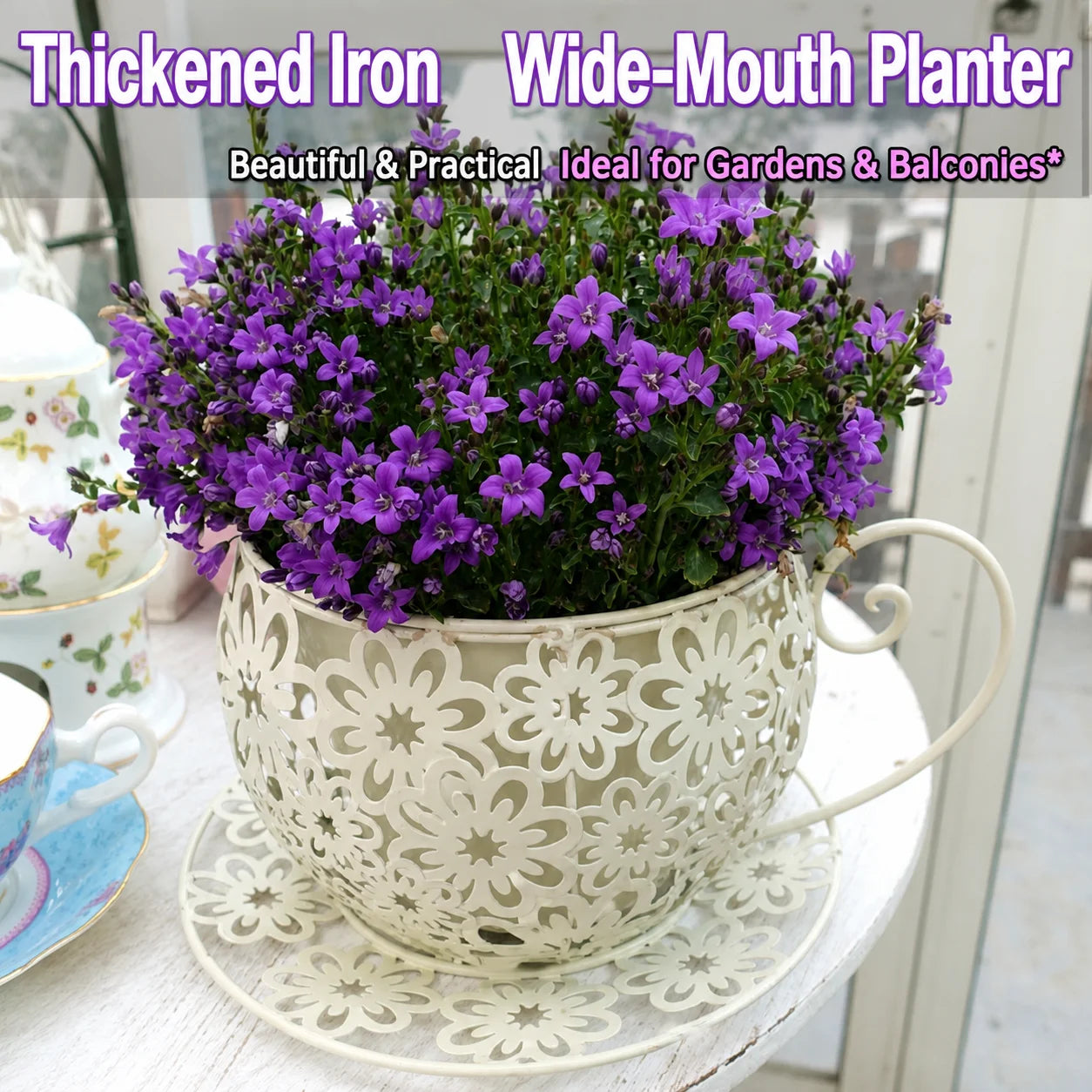 Teacup Iron Flower Pot – Vintage Garden Planter & Decor
