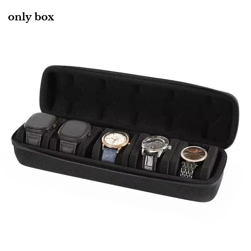 5-Slot Black Nylon Watch Travel Case Protective Storage Organizer