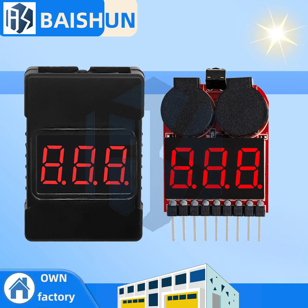 EGBO F00872 2-in-1 1S-8S Lipo Battery Voltmeter Tester Dual Speakers Zpaxo