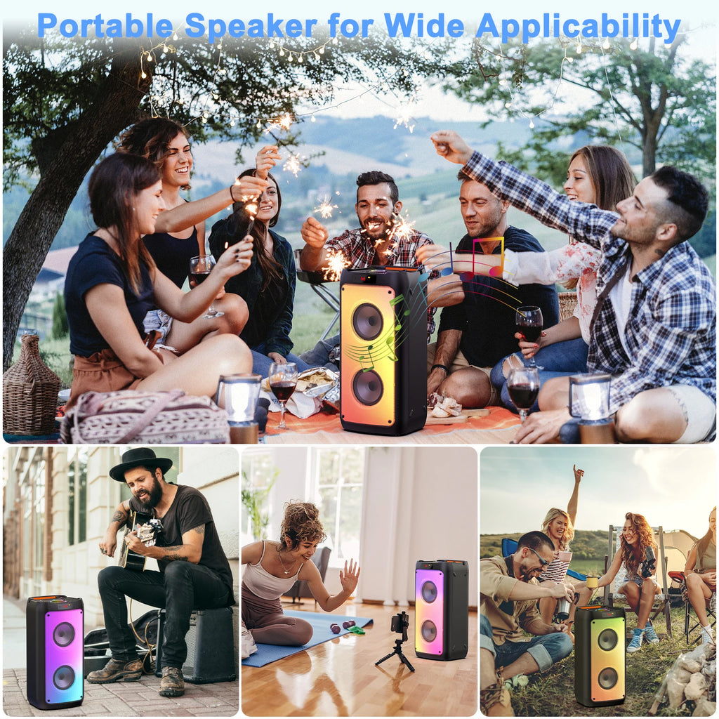 T10-T Wireless Bluetooth Speaker Karaoke Machine 2 Microphone Home