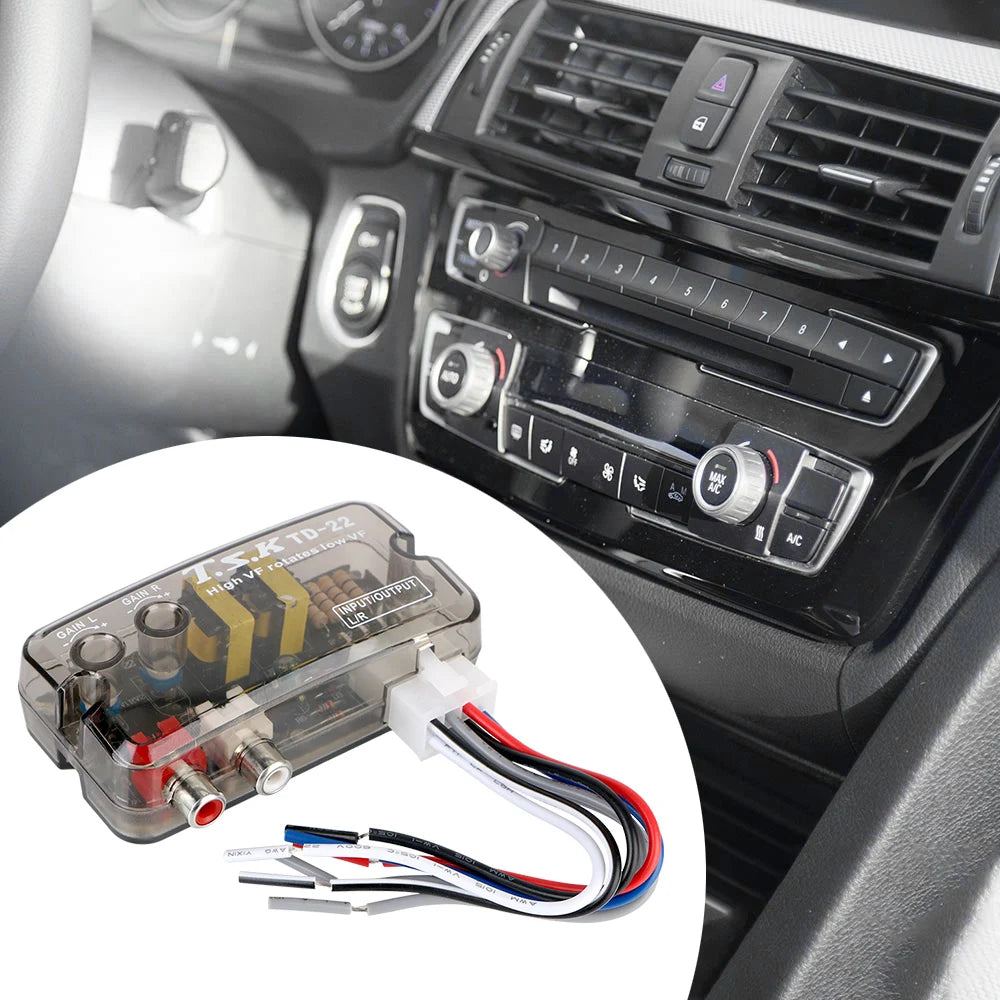 12V Converter Adapter Adjustable Frequency Line Car Subwoofer Stero Radio Converters Auto Car Audio Converter RCA Stereo Zpaxo
