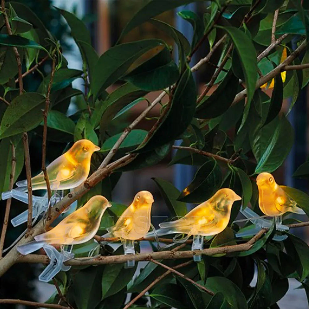 Solar Powered Waterproof Outdoor Bird String Lights Decorative