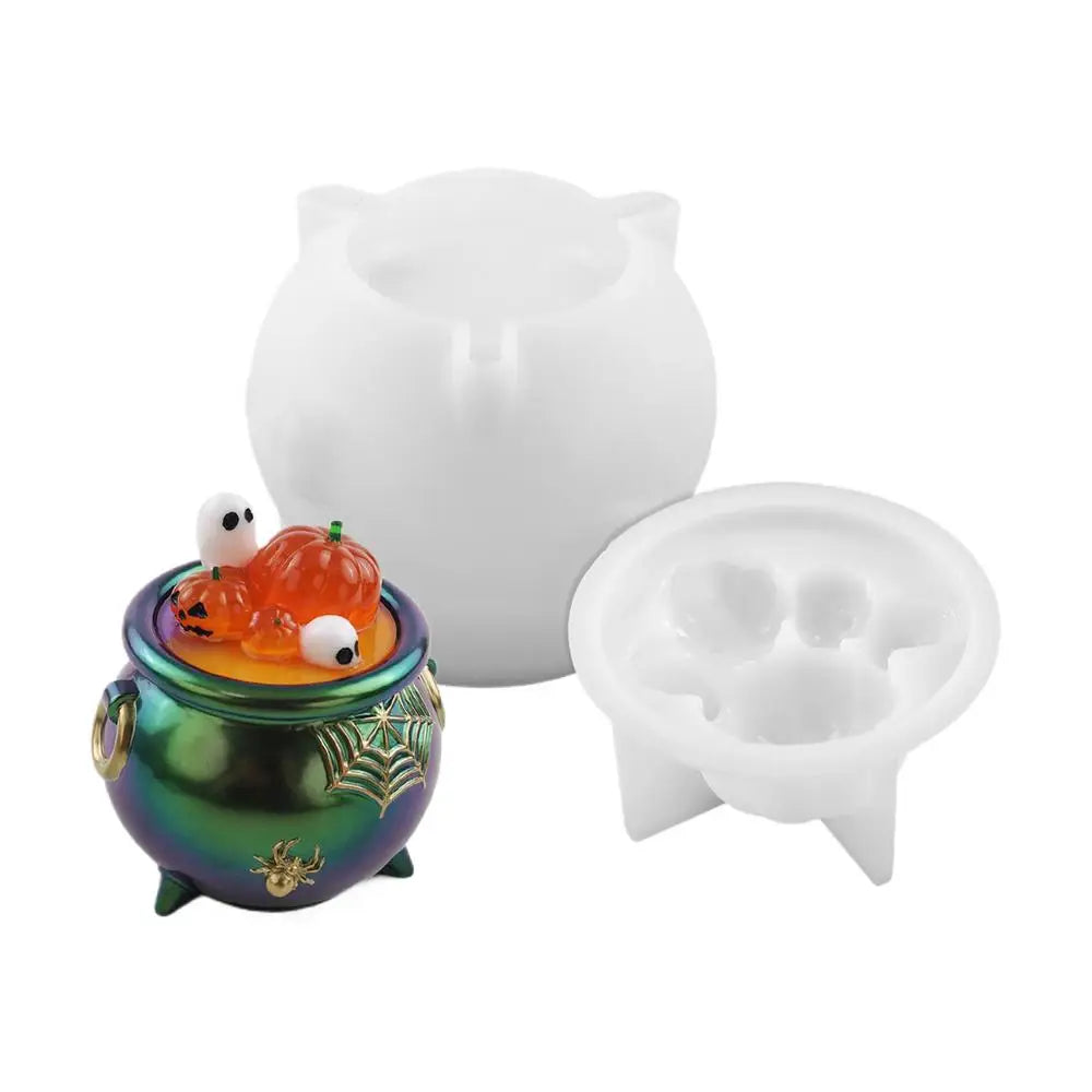 Halloween Cauldron Container DIY Epoxy Resin Mold Plaster Storage Box