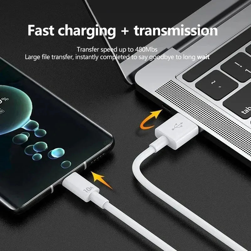 120W 10A USB-C Fast Charging Cable – 1–6 Pack | USB-A to Type-C