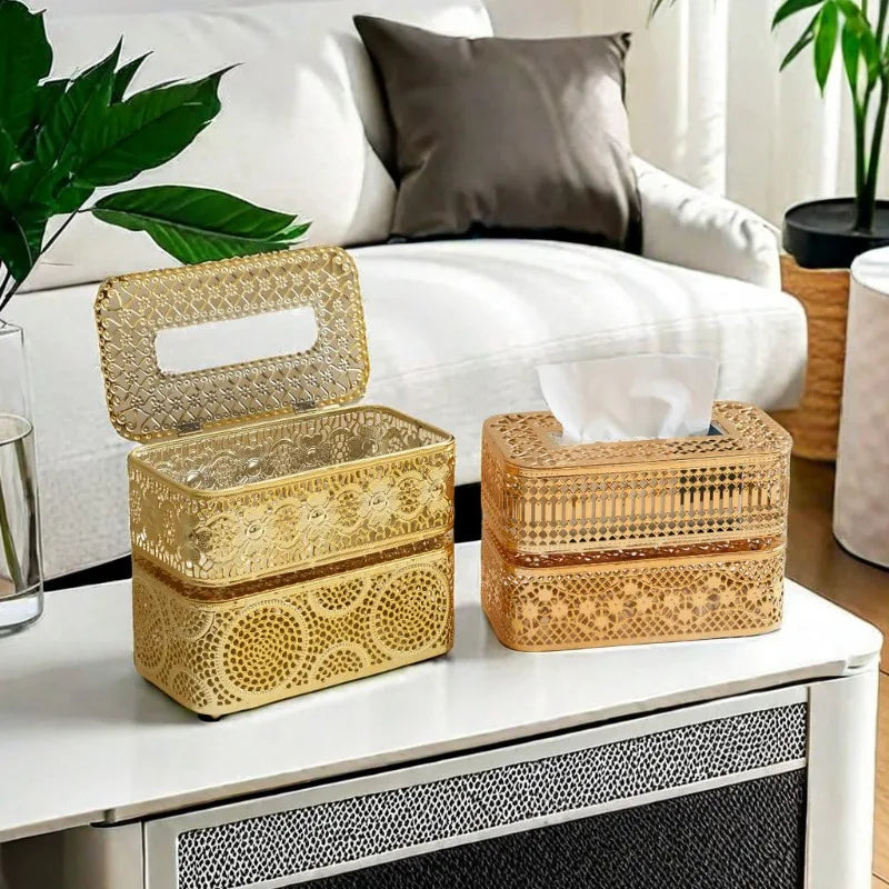 Household Nordic Style Tabletop Ironwork Tissue Box, Suitable for Living Room, Bedroom, for Storing and Dispensing Paper Tissues Zpaxo
