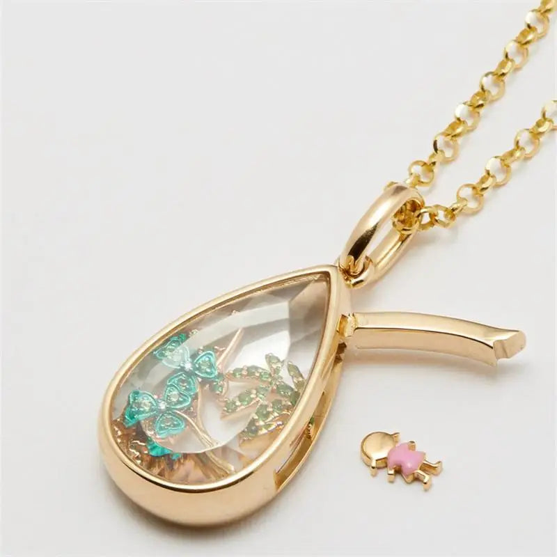 Exceptional Adorable Ocean Heart Water Drop DIY Necklace Pendant Zpaxo