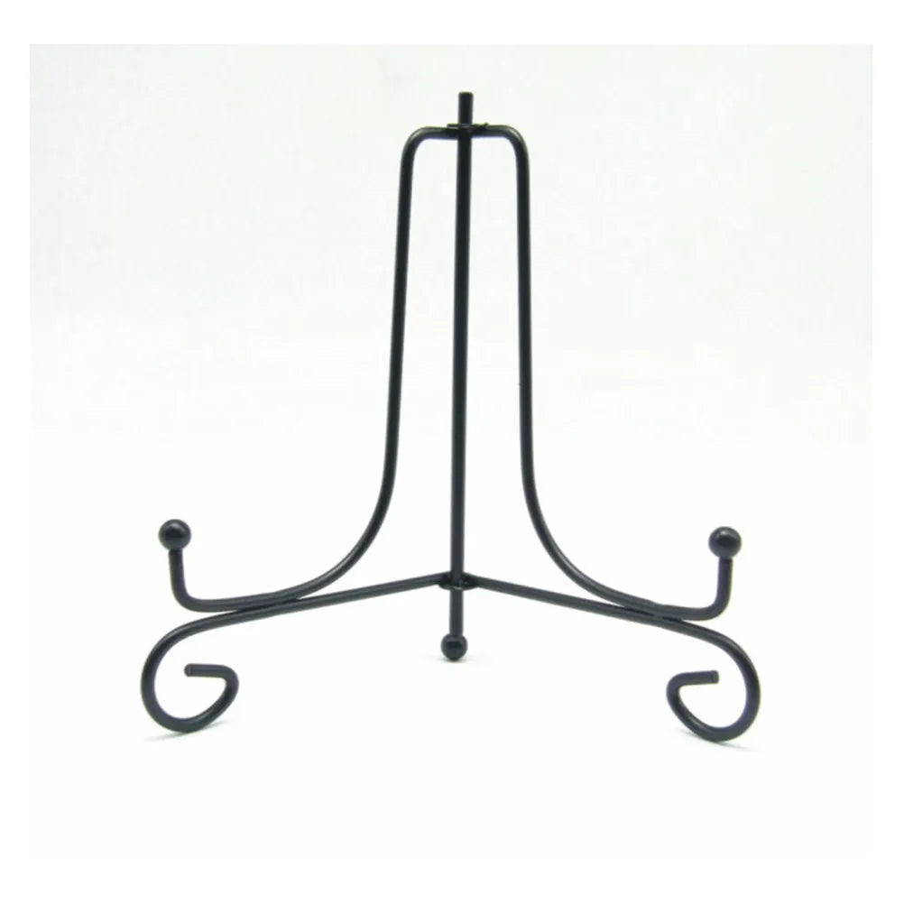 Black Wrought Iron Dish Holder Plate Display Stand Modern Bending Leg