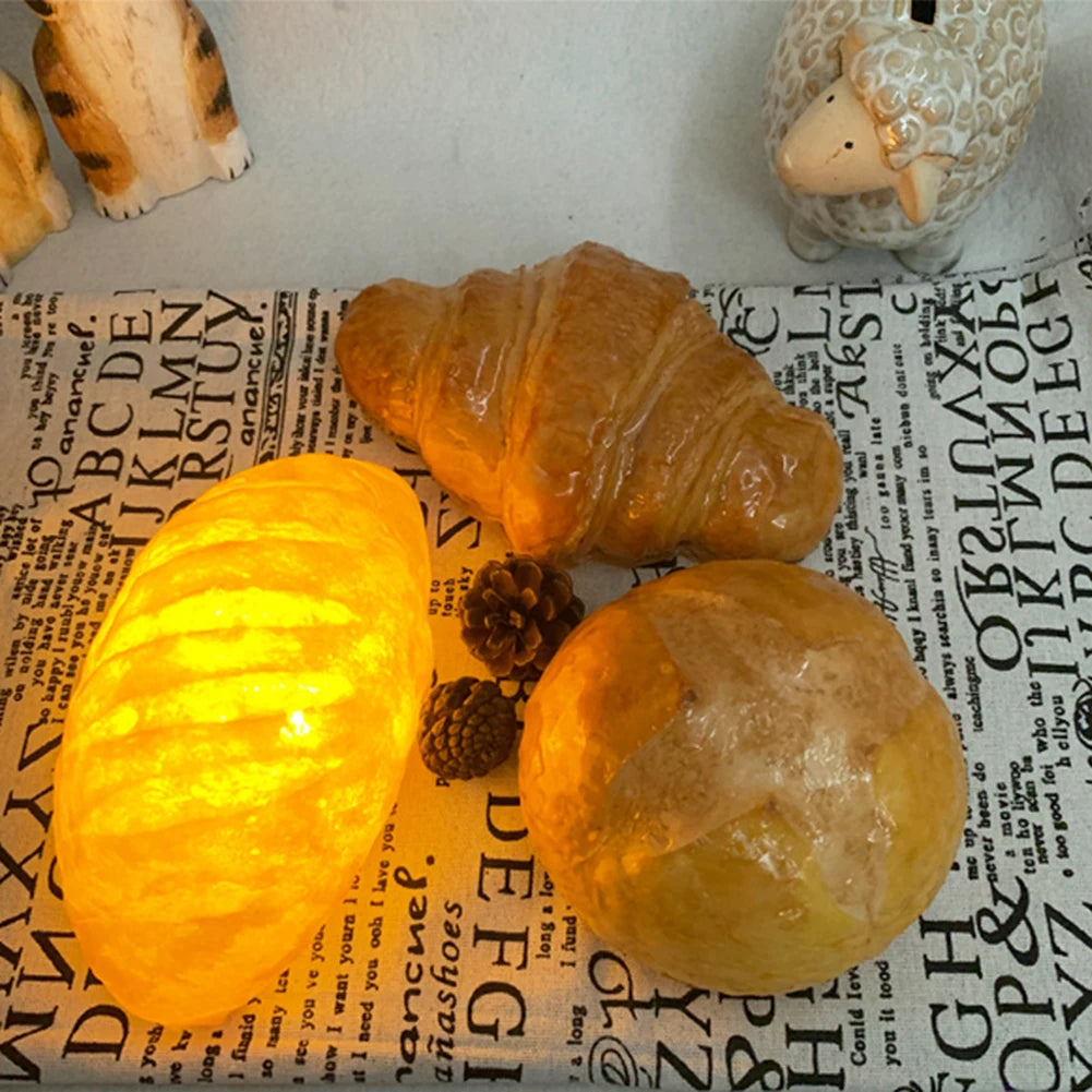 Indoor Night Lights Ornament Bread Shaped Button Control Simulation