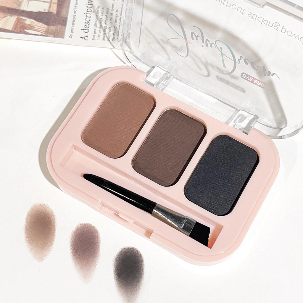 Three-color eyebrow powder: natural three-dimensional eyebrow powder, easy to apply makeup, waterproof and non-refuge, daily Zpaxo