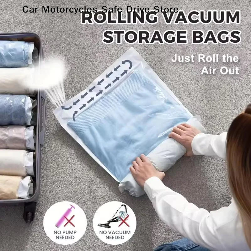 M2Pcs Vacuum Storage Bags Hand-rolled Travel Towels Socks Clothes