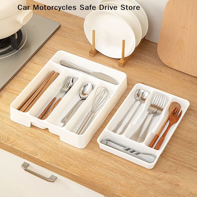 4 5 Compartment Cutlery Tray Rectangle Kitchen Drawer Organizer Spoon