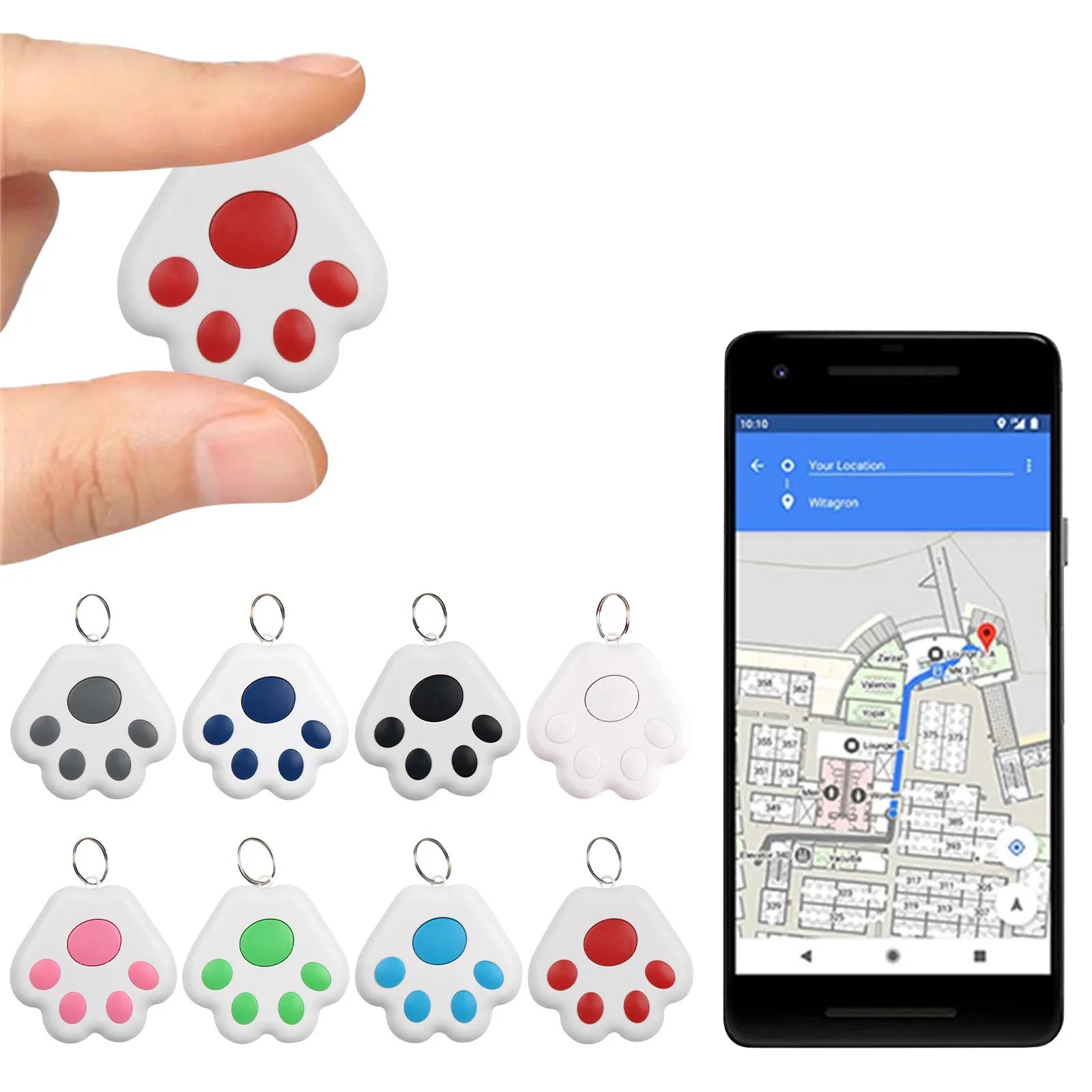 Cat Paw Shape Mini GPS Tracker Cat Dog Anti-Lost Tag Locator Pet Dog Articles Keychain Wallet Collar Tracking Device Accessories Zpaxo