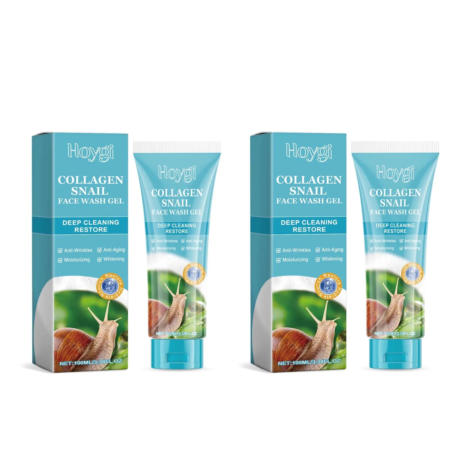 Hoygi Collagen Snail Cleansing Gel – Pore Minimizing Cleanser Facial Cleansing Gel Zpaxo 2Pcs