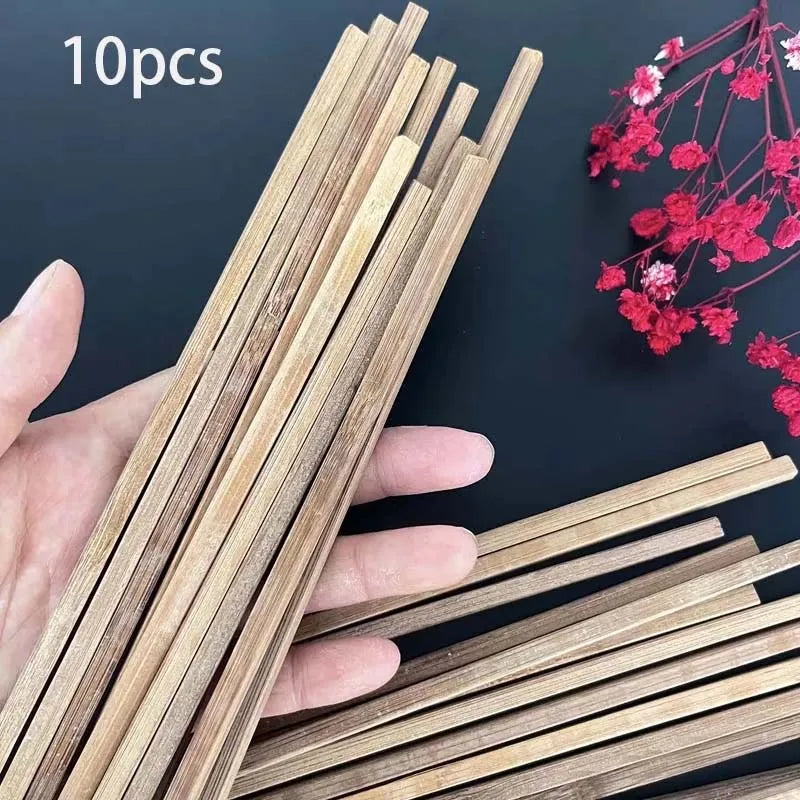 10pcs Wood Sticks 30cm Rectangle Unfinished Wooden Strips Wood Dowels Strips Dowel Rods Natural Wood Craft Sticks for Craft Zpaxo dark color