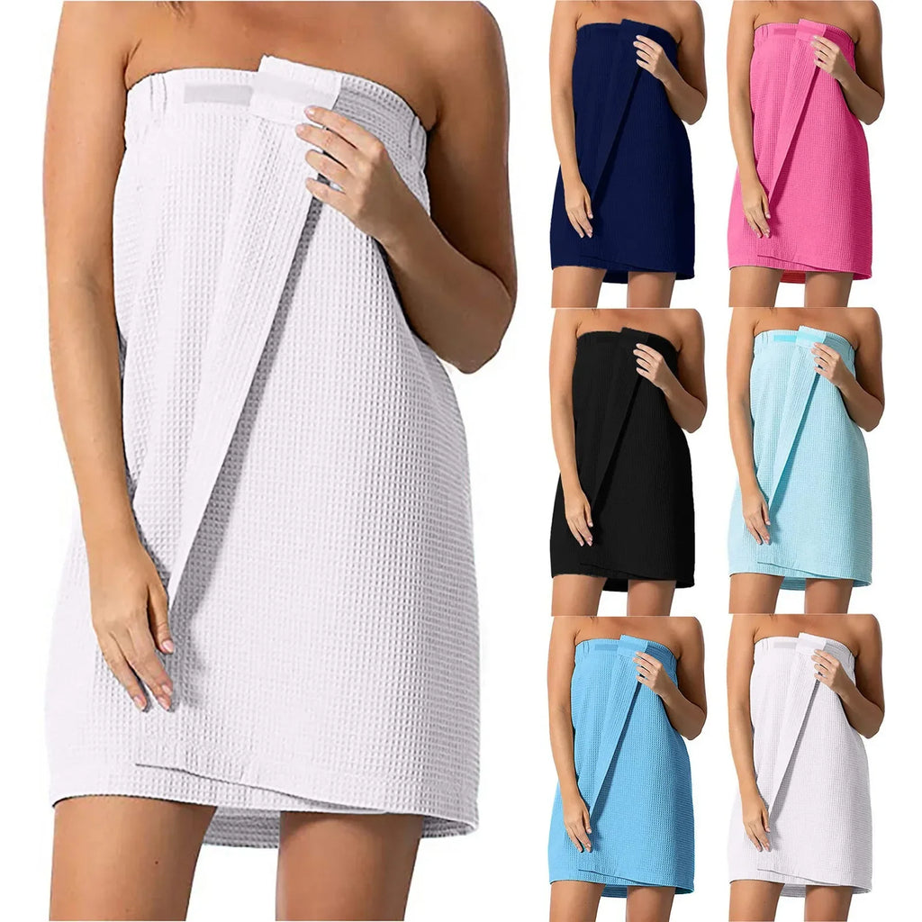 Lightweight Knee Length Waffle Robes Women Spa Bath Beauty Body Wrap