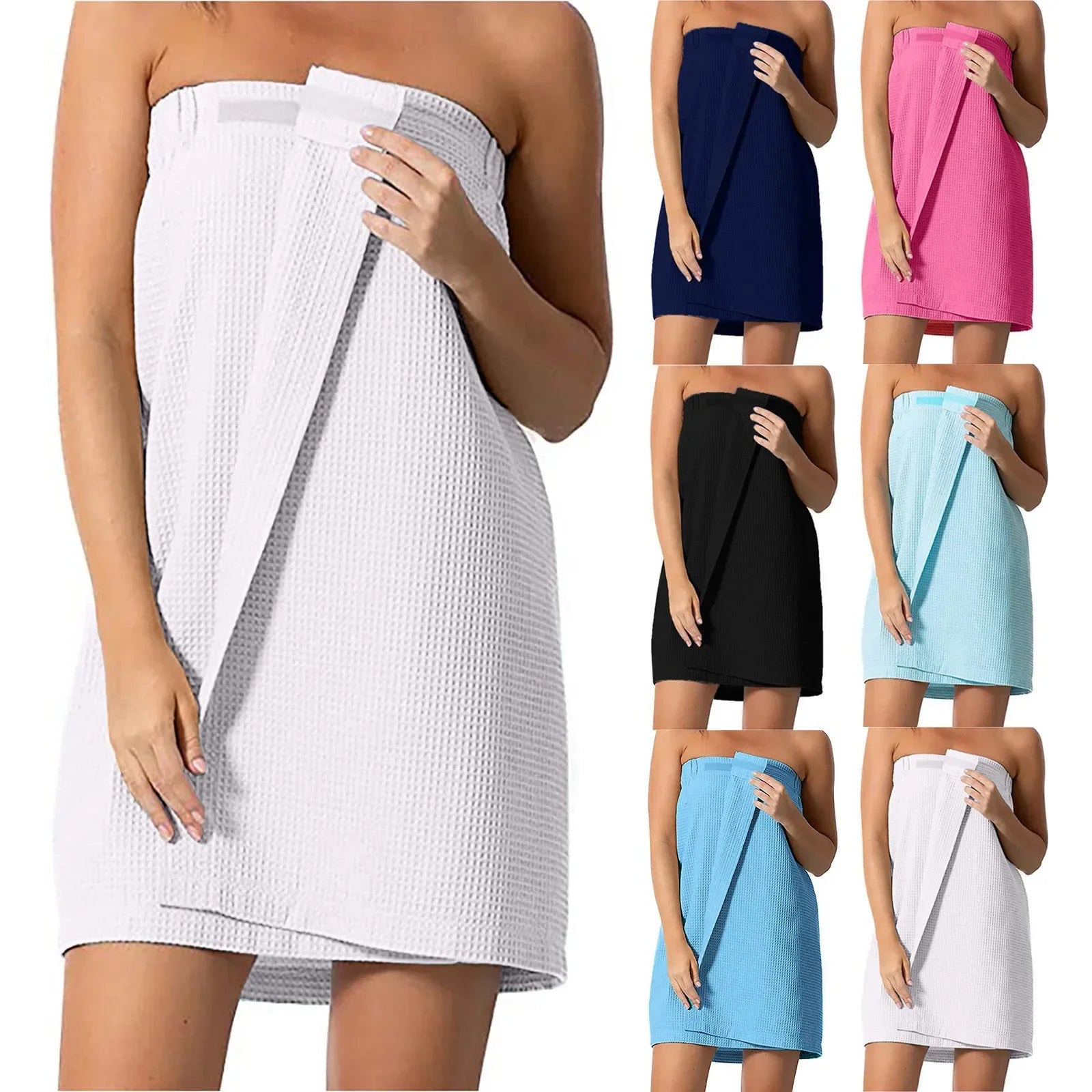 Lightweight Knee Length Waffle Robes Women Spa Bath Beauty Body Wrap