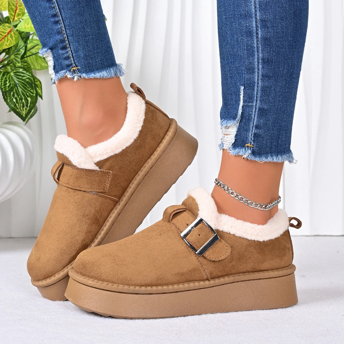 Women Ankle Boots 2025 New Warm Fashionable Boots Outdoor Comfortable Shoes for Women Winter Thickened Fluff Snow Boots Ladies Zpaxo camel 41