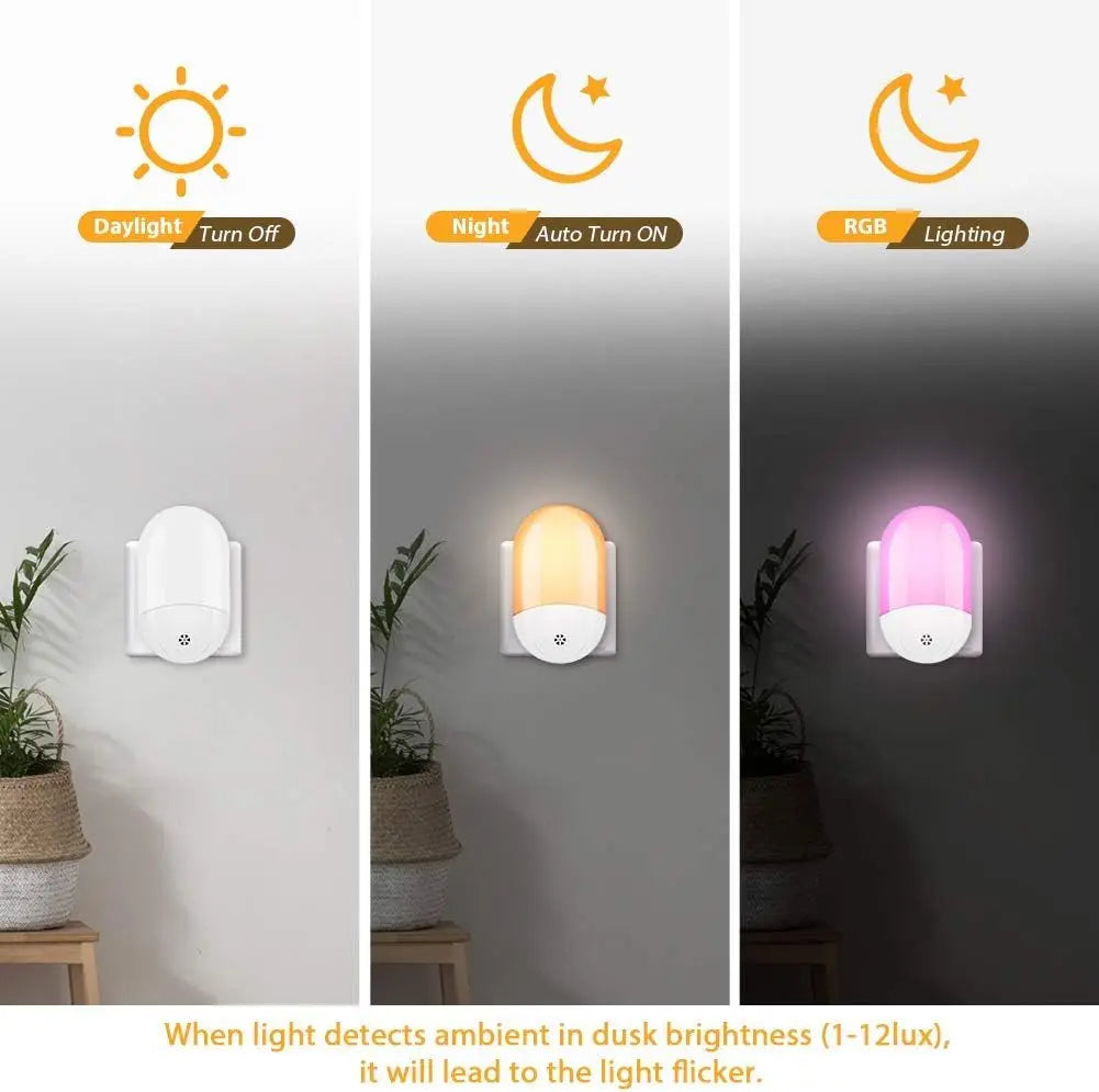 LED Night Light Plug in Wall Automatic Dusk to Dawn Sensor RGB Night Lights Remote Control Color Change LED Night Light for kids Zpaxo