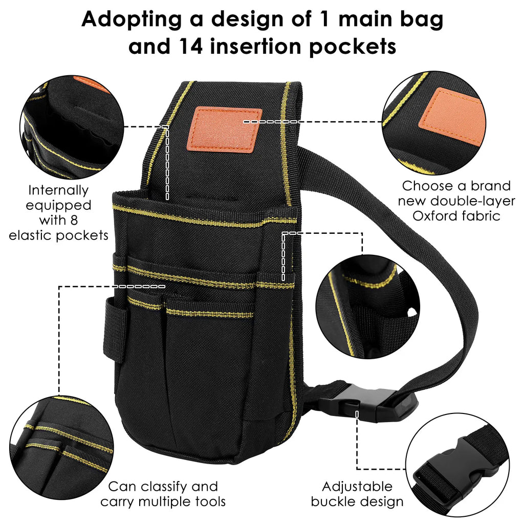 Tool Bag with 32 inch Belt Multi-Purpose Tool Holder Organiser 600D Oxford Fabric for Carpenter Gardener Builder and DIY Enthusi Zpaxo