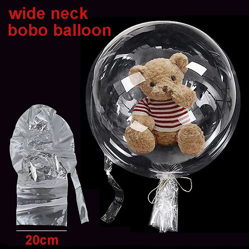 3 Large Wide Neck Transparent Bobo Balloons Flower Bouquet Doll Snack