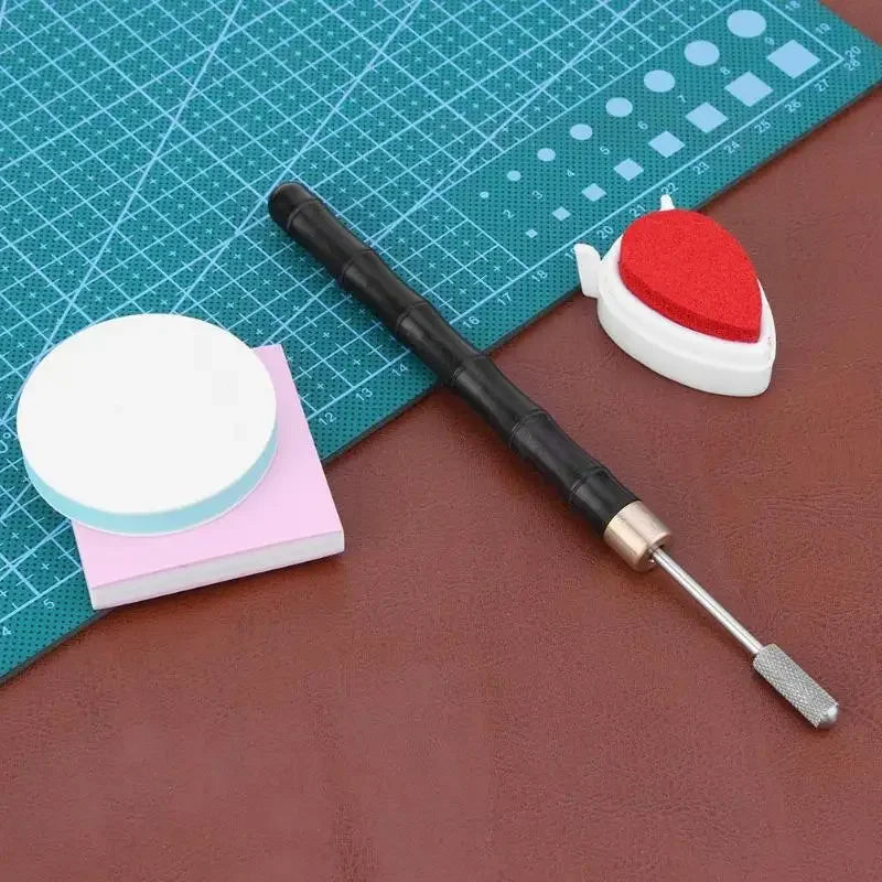 Brass Head DIY Leather Edge Treatment Roller Pen Sandalwood Oil